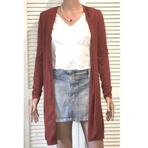Splash Ribbed Long Duster rusty brown color Small